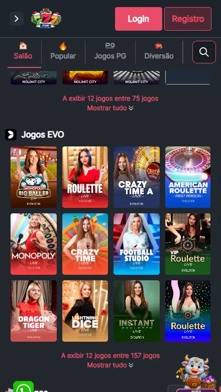 Slots e jogos de cassino disponíveis no 777bet app móvel